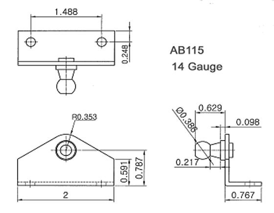Part Number AB115 Schematic Drawing - Mounting Hardware For Signature Series Gas Springs