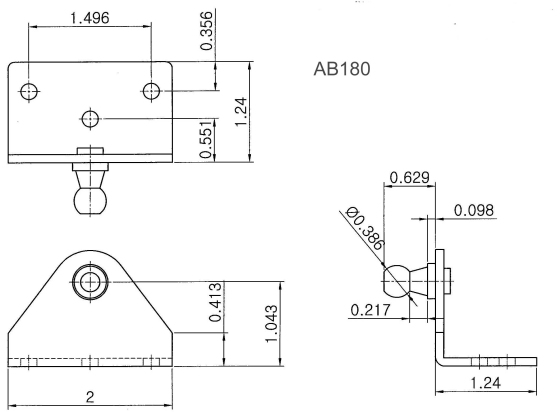 Part Number AB180Schematic Drawing - Mounting Hardware For Signature Series Gas Springs