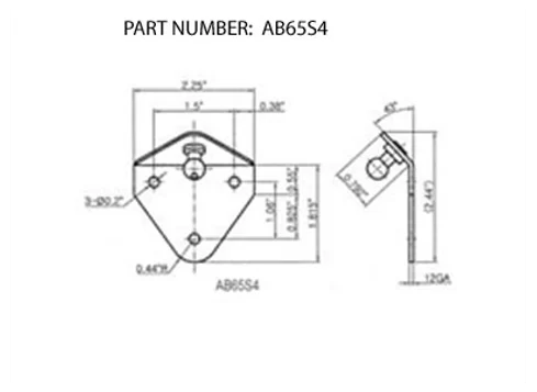 Part Number AB65S4 Schematic Drawing - Mounting Hardware For Signature Series Gas Springs