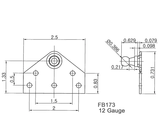 Part Number FB173 Schematic Drawing - Mounting Hardware For Signature Series Gas Springs